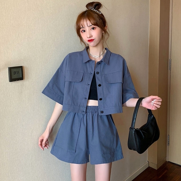 Blue shorts short sleeve shirt set - Picture 1 of 11